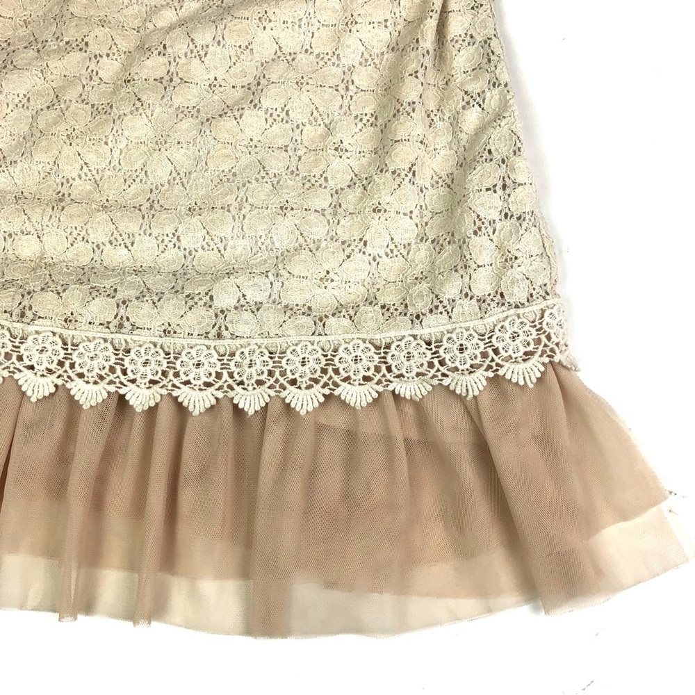 A'reve Women Large Dress Cream Blush Layered Lace Crochet Sleeveless Shift Boho - Picture 2 of 8